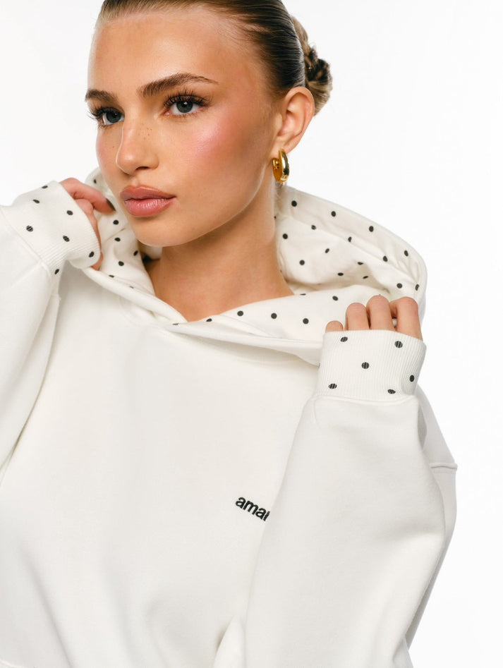 POLKA DOT HOODIE (SOFT WHITE)