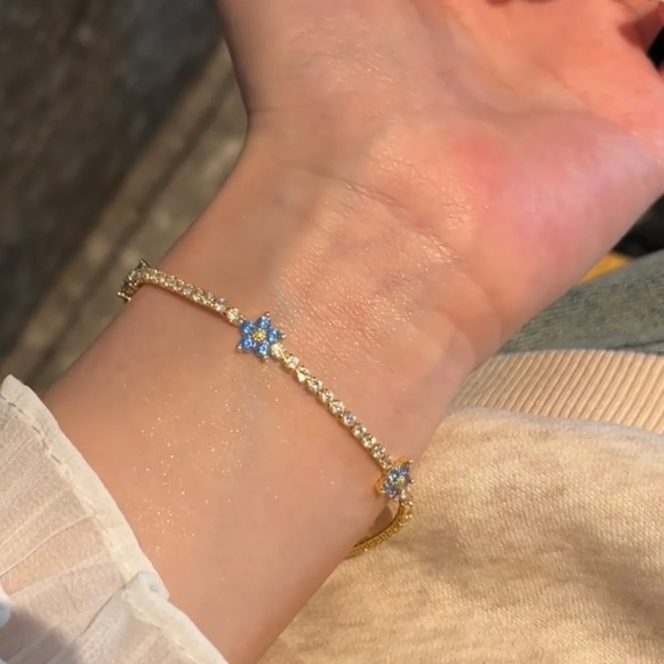 Blue Flower Tennis Bracelet