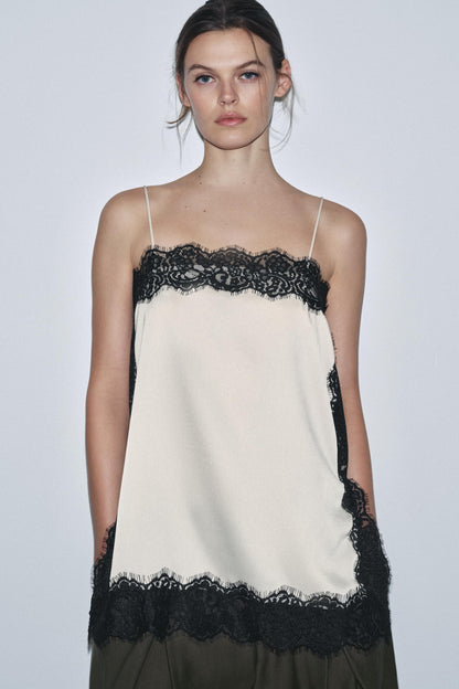 GOLD SATIN LACE TOP