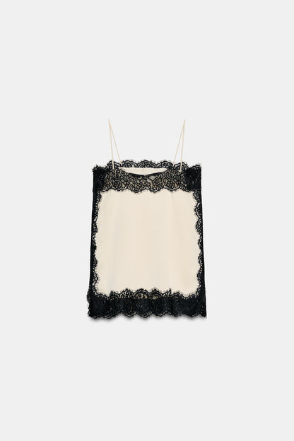 GOLD SATIN LACE TOP
