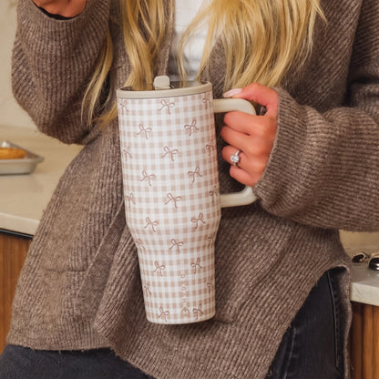 Coquette Gingham Bow 40oz Traveler Tumbler