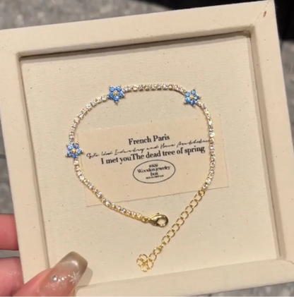 Blue Flower Tennis Bracelet