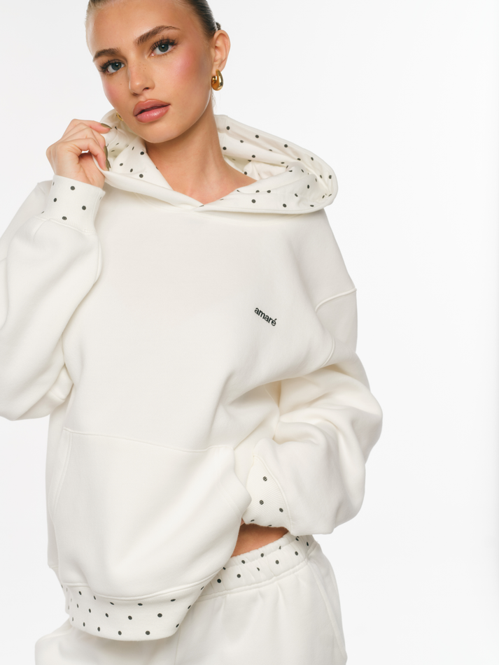 POLKA DOT HOODIE (SOFT WHITE)