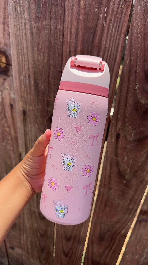 Snoopy Bow & Bloom FreeSip 2oz Water Bottle