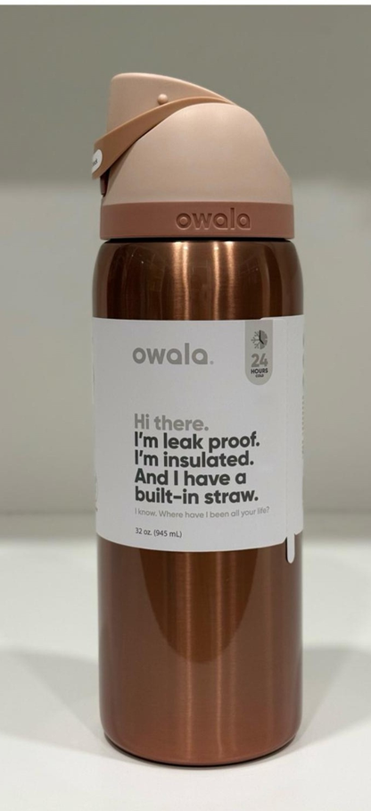 METALLIC ROSE GOLD 32oz FreeSip Water Bottle