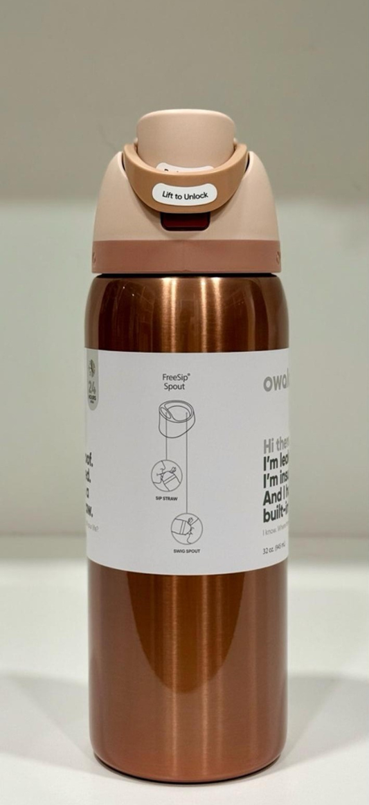 METALLIC ROSE GOLD 32oz FreeSip Water Bottle