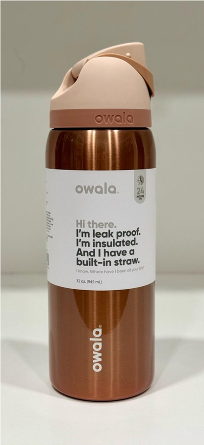 METALLIC ROSE GOLD 32oz FreeSip Water Bottle