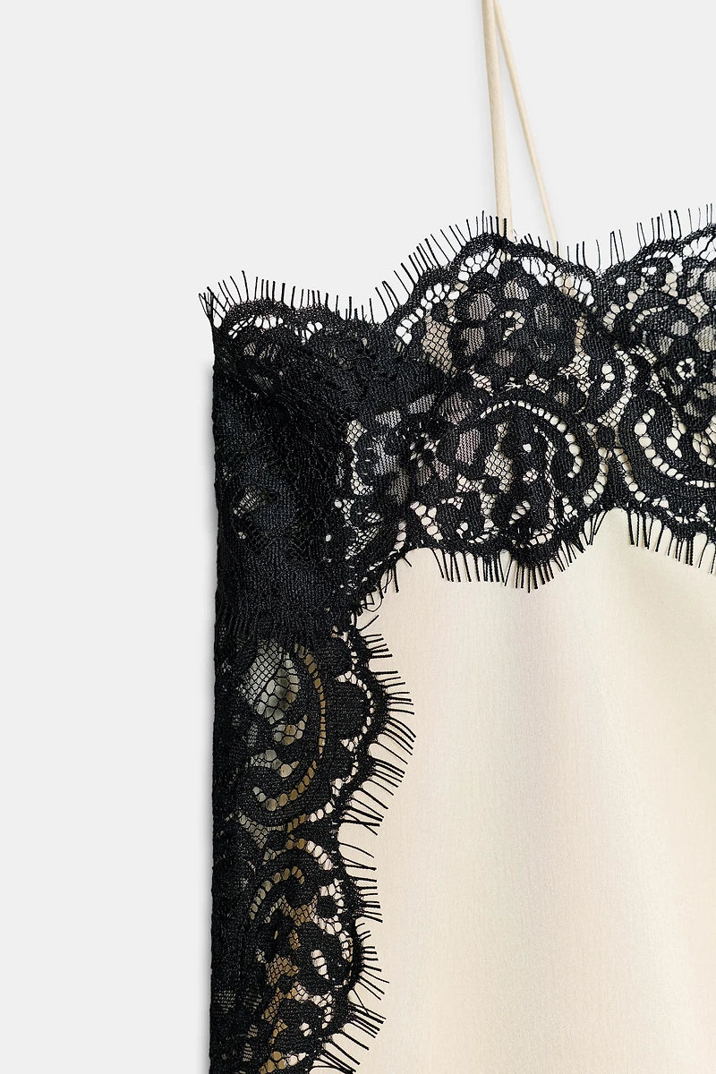 GOLD SATIN LACE TOP