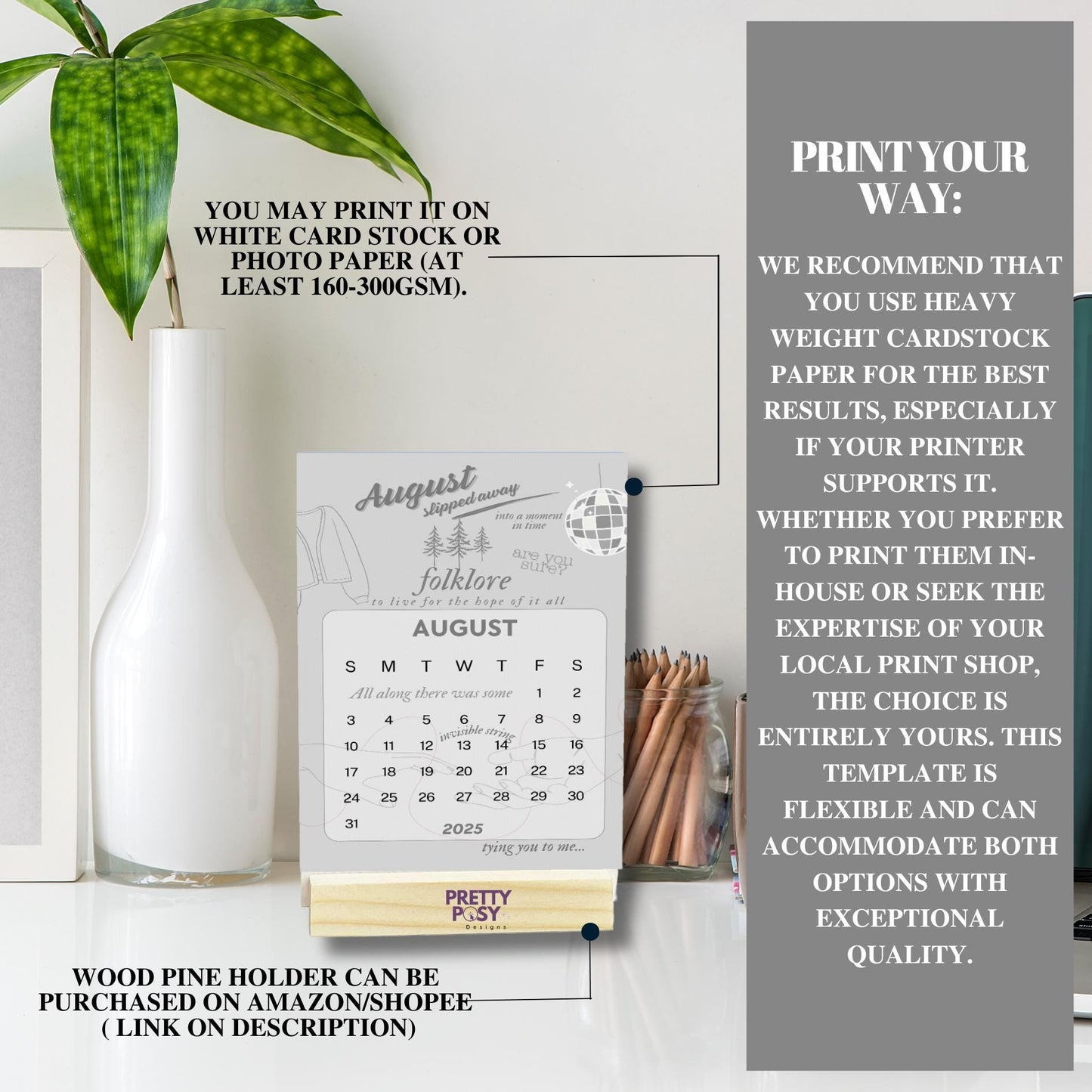 2025 Taylor Swift Eras Desk Calendar – Printable Lyrics Calendar for Swifties(Digital Download)