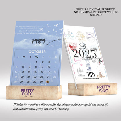 2025 Taylor Swift Eras Desk Calendar – Printable Lyrics Calendar for Swifties(Digital Download)