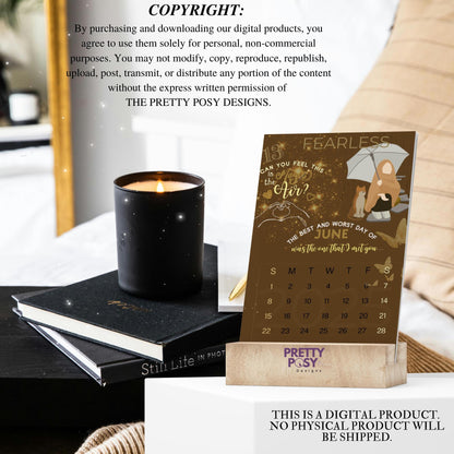 2025 Taylor Swift Eras Desk Calendar – Printable Lyrics Calendar for Swifties(Digital Download)