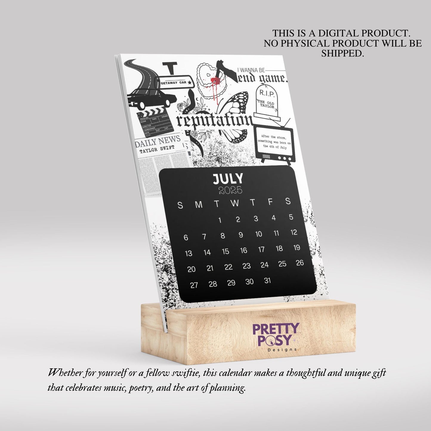 2025 Taylor Swift Eras Desk Calendar – Printable Lyrics Calendar for Swifties(Digital Download)